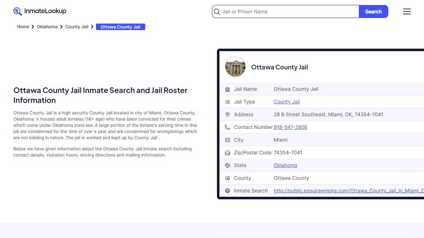 Ottawa County Jail (OK) Inmate Search Oklahoma - Inmate Lookup