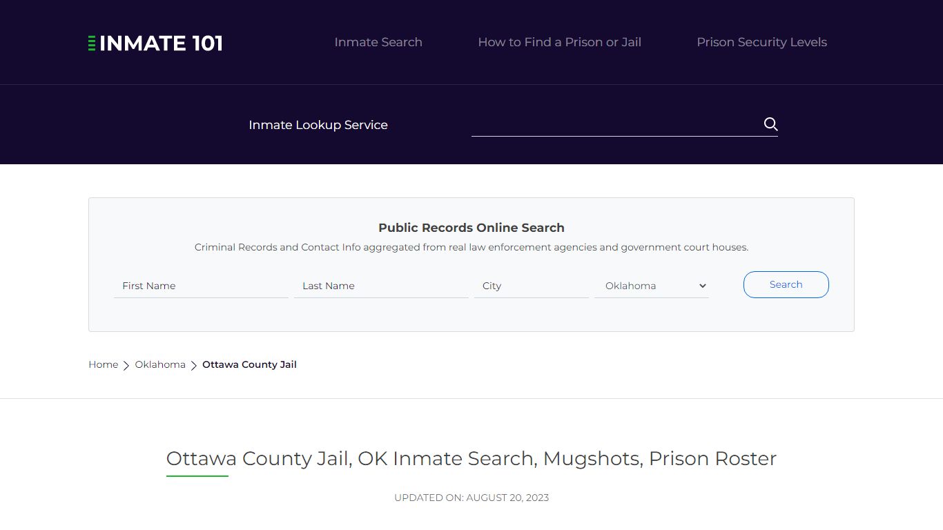 Ottawa County Jail, OK Inmate Search, Mugshots, Prison Roster
